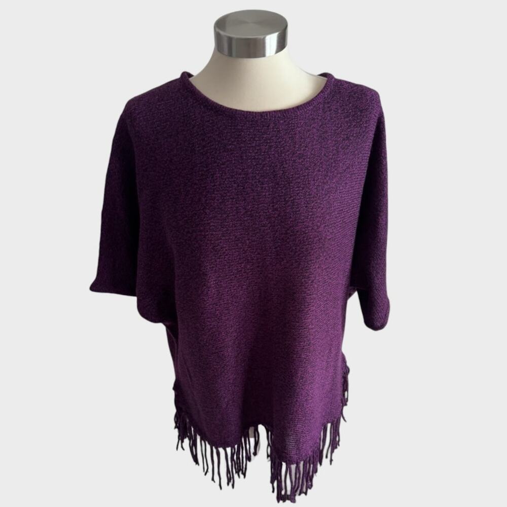 Relativity Small Dolman Sleeve Purple Pullover Sweater Poncho 100% Acrylic
